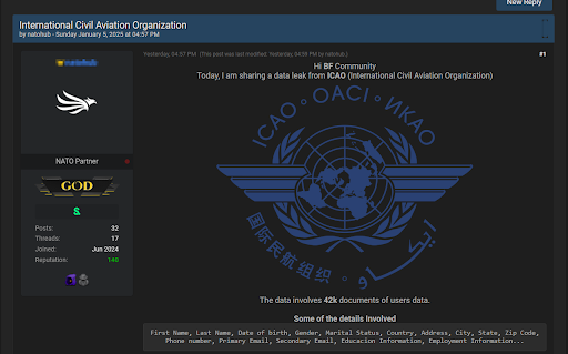 ICAO breach