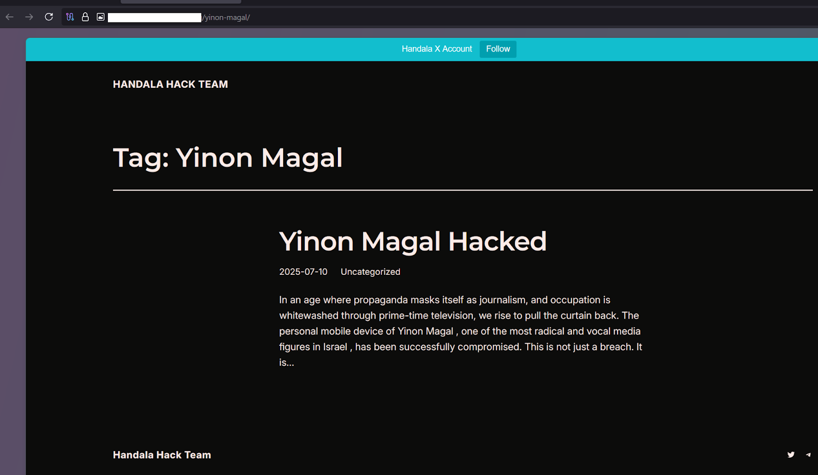 Israeli Journalist Yinon Magal hacked